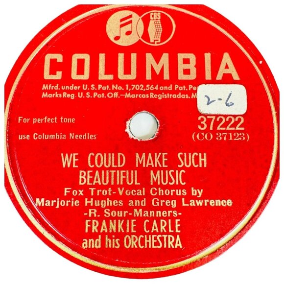 Frankie Carle & His Orchestra Columbia 78 RPM Too Many Times 37222 Vintage - Picture 4 of 4